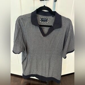 Denim & Flower Dark Blue and White Knit Polo Shirt